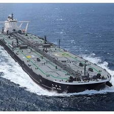A large oil tanker carrying crude oil