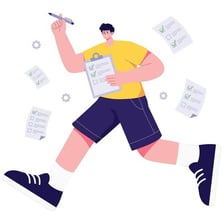 Person checking off a task on a work checklist