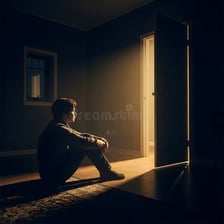 A person quietly entering a room while others are unaware.