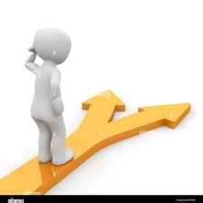 A person making a choice between two paths.