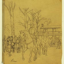 An illustration symbolizing one side surrendering territory.
