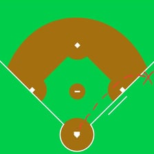 A baseball field showing the area between the foul lines.