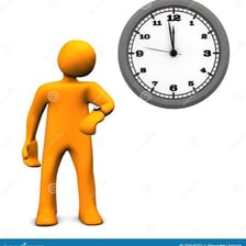 A clock representing a brief wait.