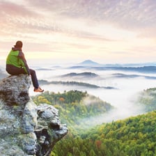 A person visibly amazed by a spectacular scene