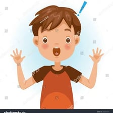 A surprised person reacting with an old-fashioned exclamation.