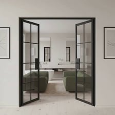 Double French doors with individual glass panes