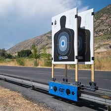 A runner charging toward a target.