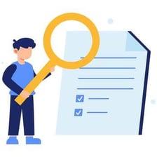A person pointing out small details on a document.