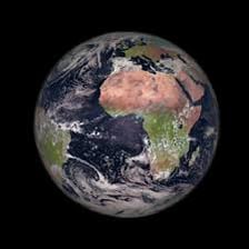The Earth shown as a blue globe from space.