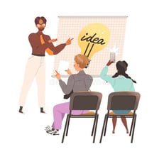 A person presenting a new idea to others.