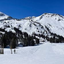 Snow-covered ski slopes at Alta in Utah.