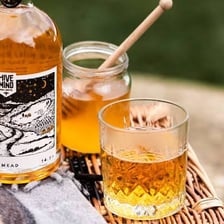 A glass of golden honey mead