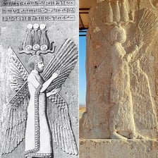 An ancient-style relief depicting Cyrus the Great.