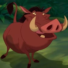 Pumbaa, the warthog character from “The Lion King.”