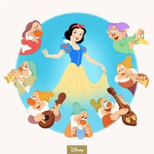 Doc and Sneezy among the seven dwarfs from Snow White.