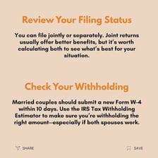 A married couple examining tax documents together.
