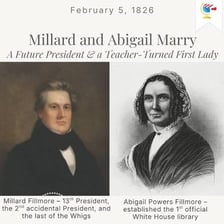 Historical portraits of Abigail Adams and Abigail Fillmore.