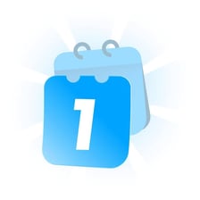 A calendar highlighting the first day of a new period.
