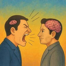 An illustration of a person engaged in boastful, insubstantial talk.