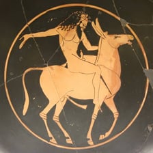 Ancient Greek artwork depicting a satyr associated with Dionysus