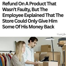 A person being pressured to accept an unwanted item