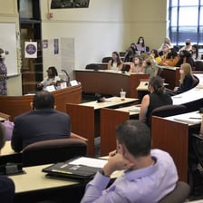 Law students attending a classroom lecture.