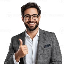 A person giving an emphatic thumbs-up gesture.