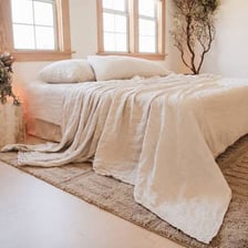 Bed sheets made from linen fabric.