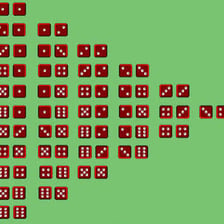 Dice and probability symbols representing unlikely odds.