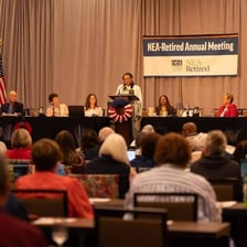 Educators gathered at a professional association meeting.