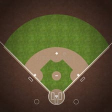An overhead diagram of a baseball diamond with its bases.