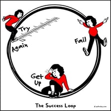 A person making a second attempt at a task