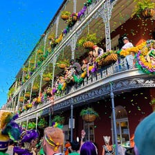 A colorful Mardi Gras parade in New Orleans