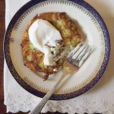 A crisp potato latke served as a pancake