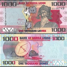 Sierra Leone currency banknotes showing leone denominations