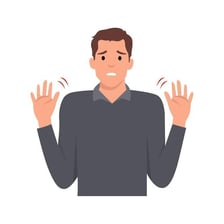 A person gesturing to indicate they were not responsible