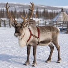 Reins attached to a reindeer bridle