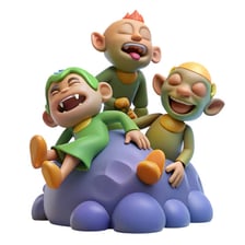 A playful illustration of mischievous children portrayed as imps.