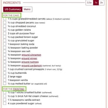 A recipe showing ingredient quantities