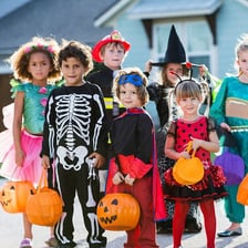 A child dressed in a Halloween costume