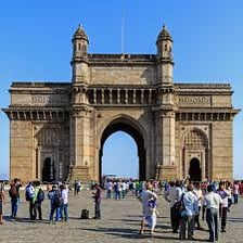 Mumbai’s skyline with the Gateway of India monument.