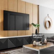 A high-definition flat-screen television in a living room.