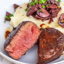 Filet mignon served on a steakhouse plate