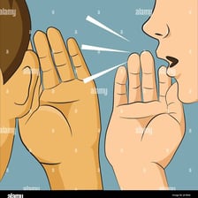A person revealing a secret in a whisper.