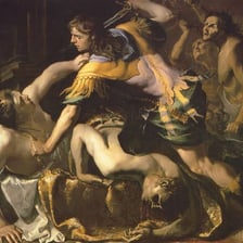 Artwork depicting the mythological siblings Orestes and Electra.