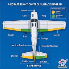 Diagram showing an airplane aileron on a wing