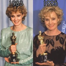 Jessica Lange in publicity images associated with Tootsie and Blue Sky