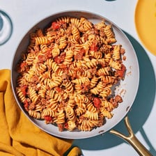 A bowl of spiral fusilli pasta