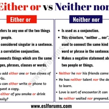 An educational grammar diagram showing the paired construction neither ... nor.