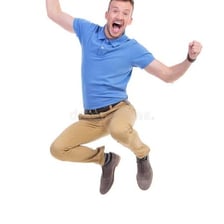 A person captured in the act of leaping